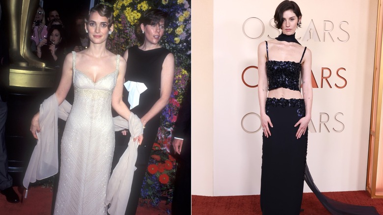 (Izquierda) Winona Ryder en los Premios de la Academia 1996 (R) Gracie Abrams en los Premios de la Academia 2026