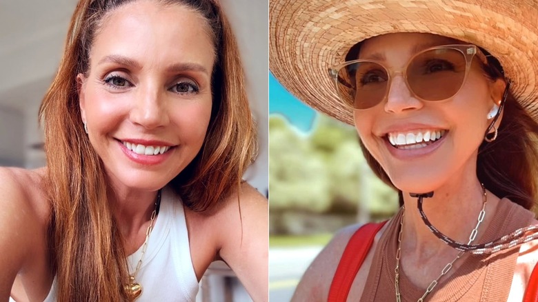 selfies uno al lado del otro de Charisma Carpenter sonriendo