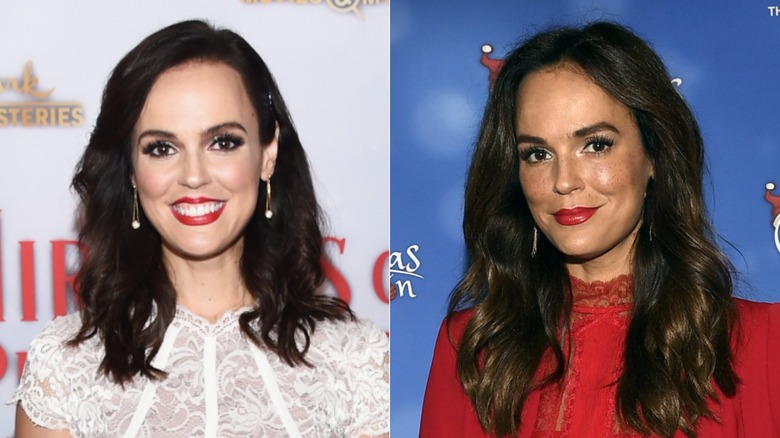 Erin Cahill con lápiz labial rojo