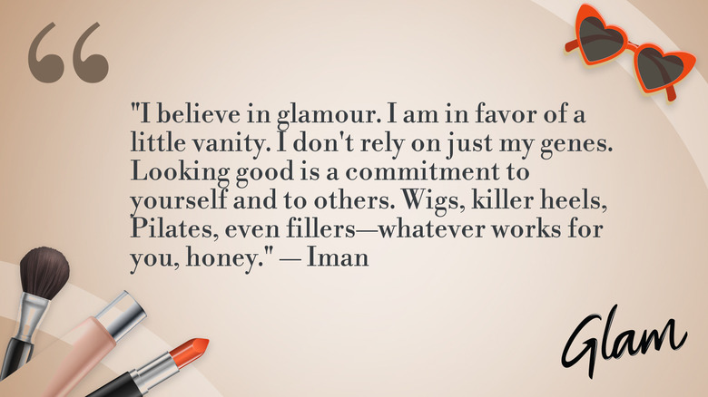 Texto de la cita de Iman sobre el glamour y la vanidad.