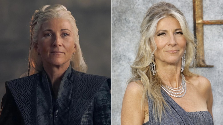 Eve Best como Rhaenys Targaryen en House of the Dragon y fuera de personaje