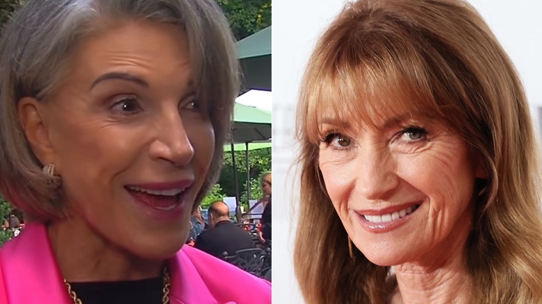 Hilary Farr dando una entrevista en 2025 y Jane Seymour en un evento en 2026.