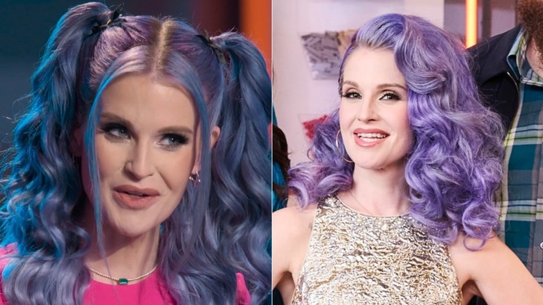 Kelly Osbourne sobre LEGO Masters con cabello lavanda en dos ocasiones diferentes