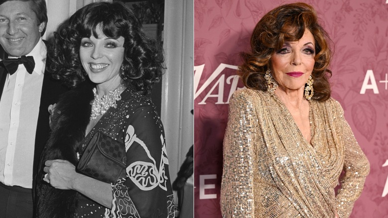 Izquierda: Joan Collins y su marido Ron Kass en 1975. Derecha: Joan Collins en el 