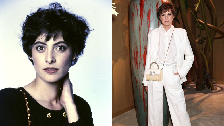 Una joven Inès de la Fressange con un corte pixie negro / Una Inès de la Fressange mayor con un corte pixie castaño rojizo