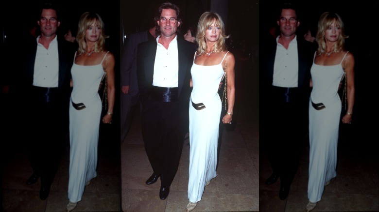 Goldie Hawn y Kurt Russell en la alfombra roja en 1996