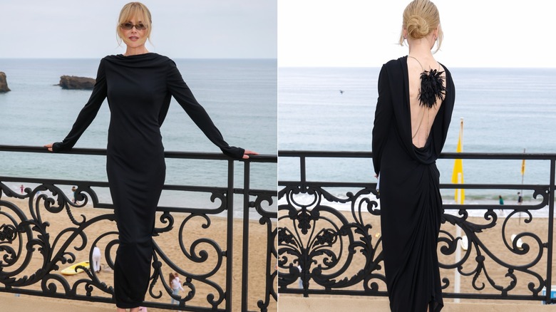 Nicole Kidman con vestido negro con adorno en la espalda