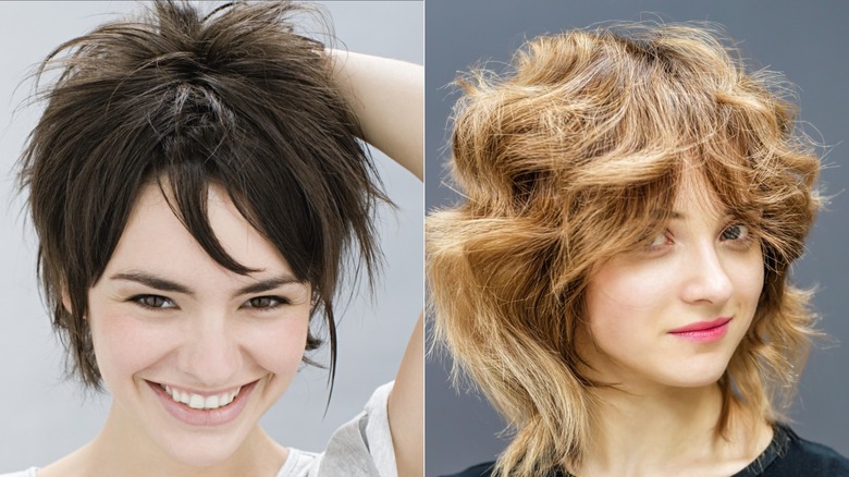 Una mujer con cabello oscuro y un corte de pelo corto y atrevido (L) y una mujer con cabello castaño y un corte de pelo corto y atrevido