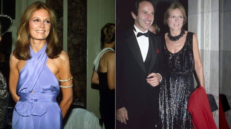Gloria Steinem en la celebración de su 50 cumpleaños en la ciudad de Nueva York en mayo de 1984 / Mort Zuckerman y Gloria Steinem en el beneficio de los Leones en la Biblioteca Pública de Nueva York en noviembre de 1985