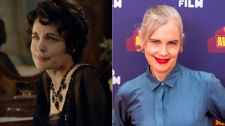 Elizabeth McGovern en Downton Abbey y con labial rojo