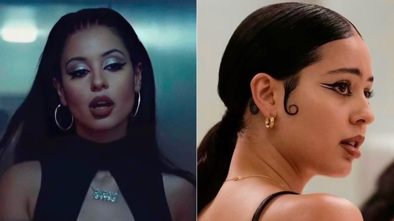 Lado a lado de dos looks de Alexa Demie en 