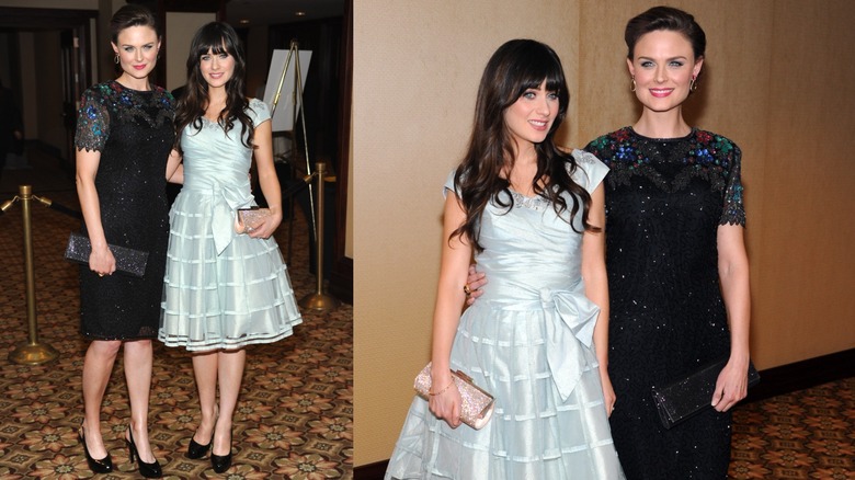 Emily Deschanel y Zooey Deschanel abrazadas en la Sociedad Anual Estadounidense de Directores de Fotografía