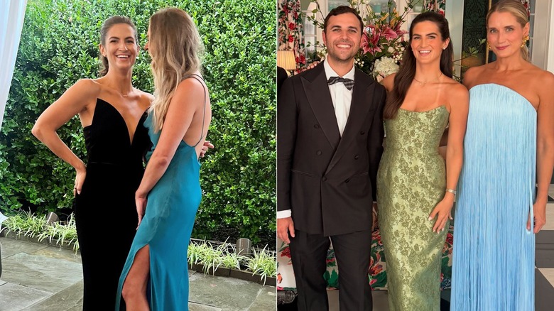 Izquierda: Kaitlan Collins luce un vestido negro para una boda en septiembre de 2023. Derecha: Kaitlan Collins usa un vestido verde para una boda en agosto de 2026.