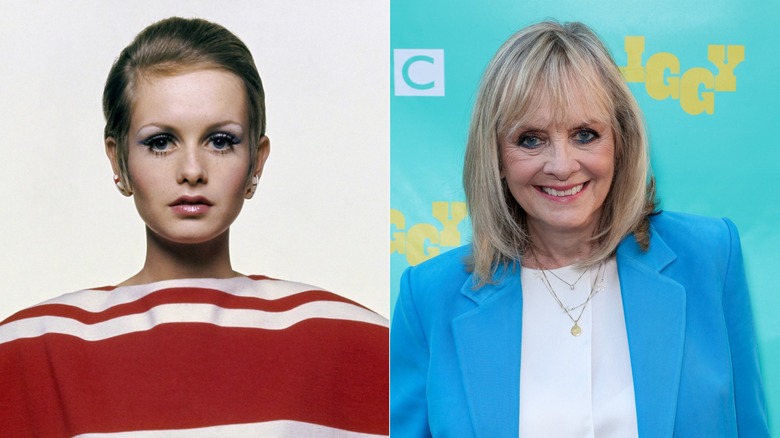 Twiggy en los años 60 (izq.) y Twiggy en 2026 (der.)