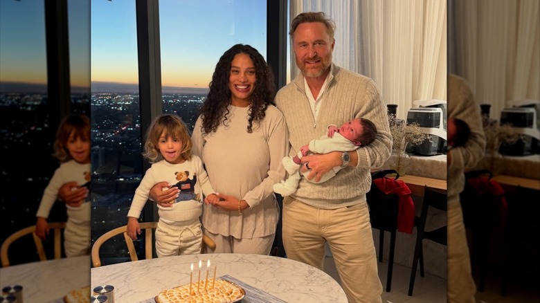 David Guetta y Jessica Ledon con sus hijos Cyan y Skyler