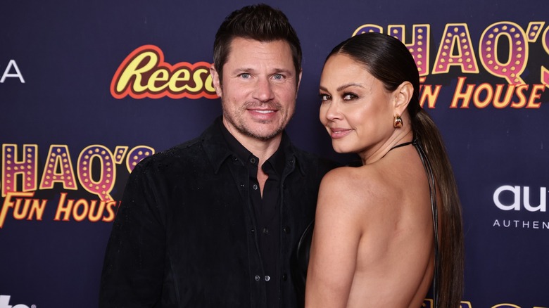 Nick Lachey y Vanessa Lachey asisten a Shaq's Fun House en el club nocturno XS en Las Vegas en febrero de 2024
