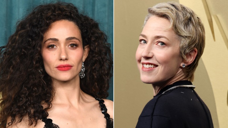 Emmy Rossum y Carrie Coon luciendo aretes de diamantes en los Emmy 2026