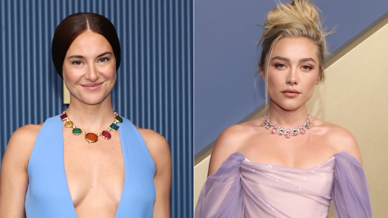 Shailene Woodley y Florence Pugh lucen collares de colores en los Emmy 2026