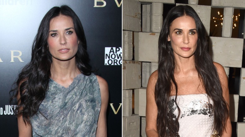 Demi Moore asiste a los programas y artistas estadounidenses por la paz y la justicia de Save The Children en Beverly Hills en enero de 2011 / Demi Moore en la gala en el jardín del Museo Hammer en Westwood, California, en octubre de 2014