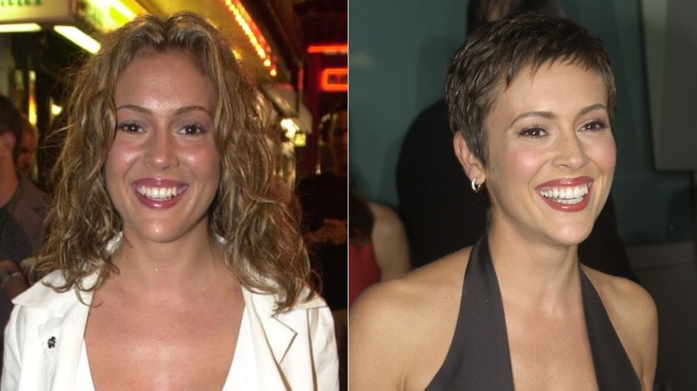Alyssa Milano con pelo largo y duendecillo