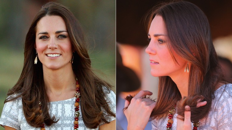 Kate Middleton con pelo liso y flequillo tipo cortina en abril de 2014
