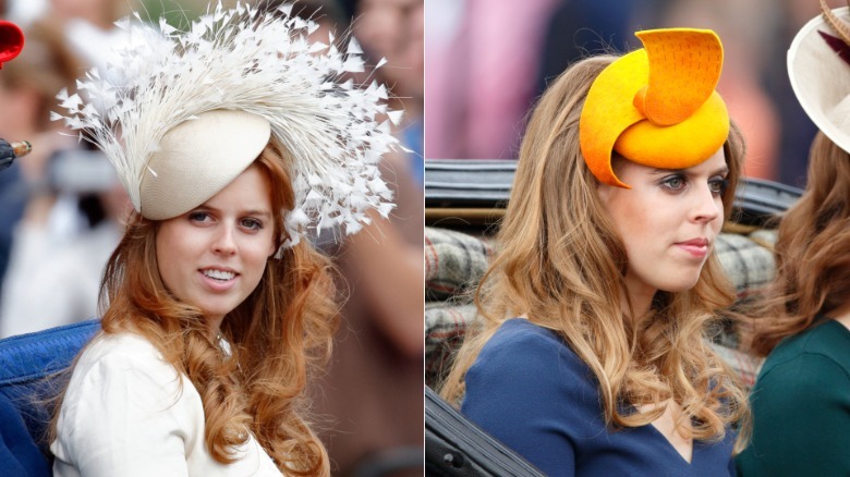 La princesa Beatriz con sombreros feos en Trooping the Colour en 2007 y 2015