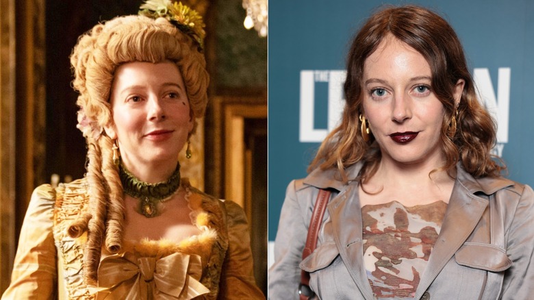 Fotografías una al lado de la otra de Florence Keith-Roach en el personaje de The Great (izquierda) y como ella misma en la alfombra roja (derecha)