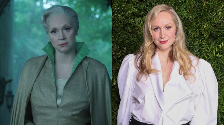 (Izquierda) Gwendoline Christie como Larissa Weems en la serie de Netflix 